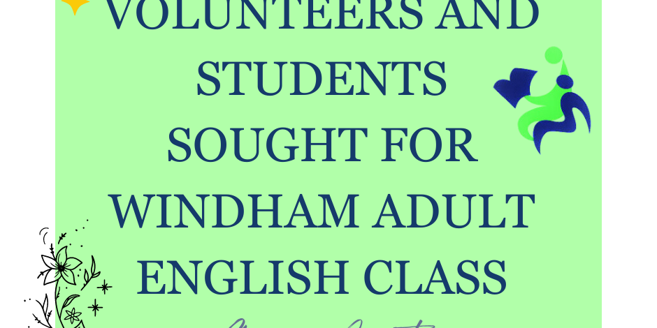 Blue Orange Colorful We Are Hiring Facebook Post Volunteers and students sought for windham adult english class